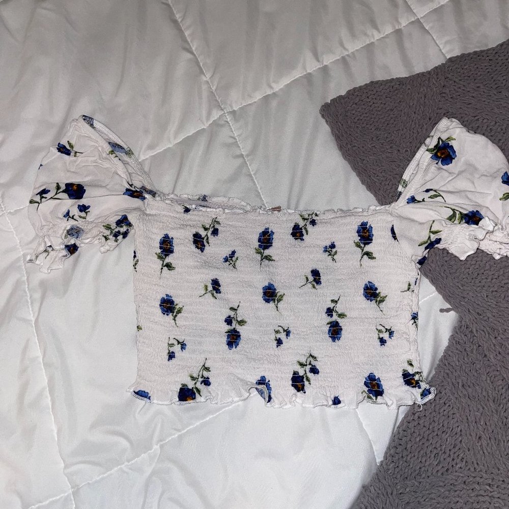 White Floral Crop Top
